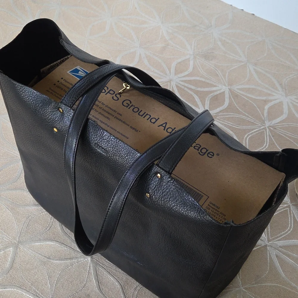 Baggu Oversized Black Leather Tote Bag!